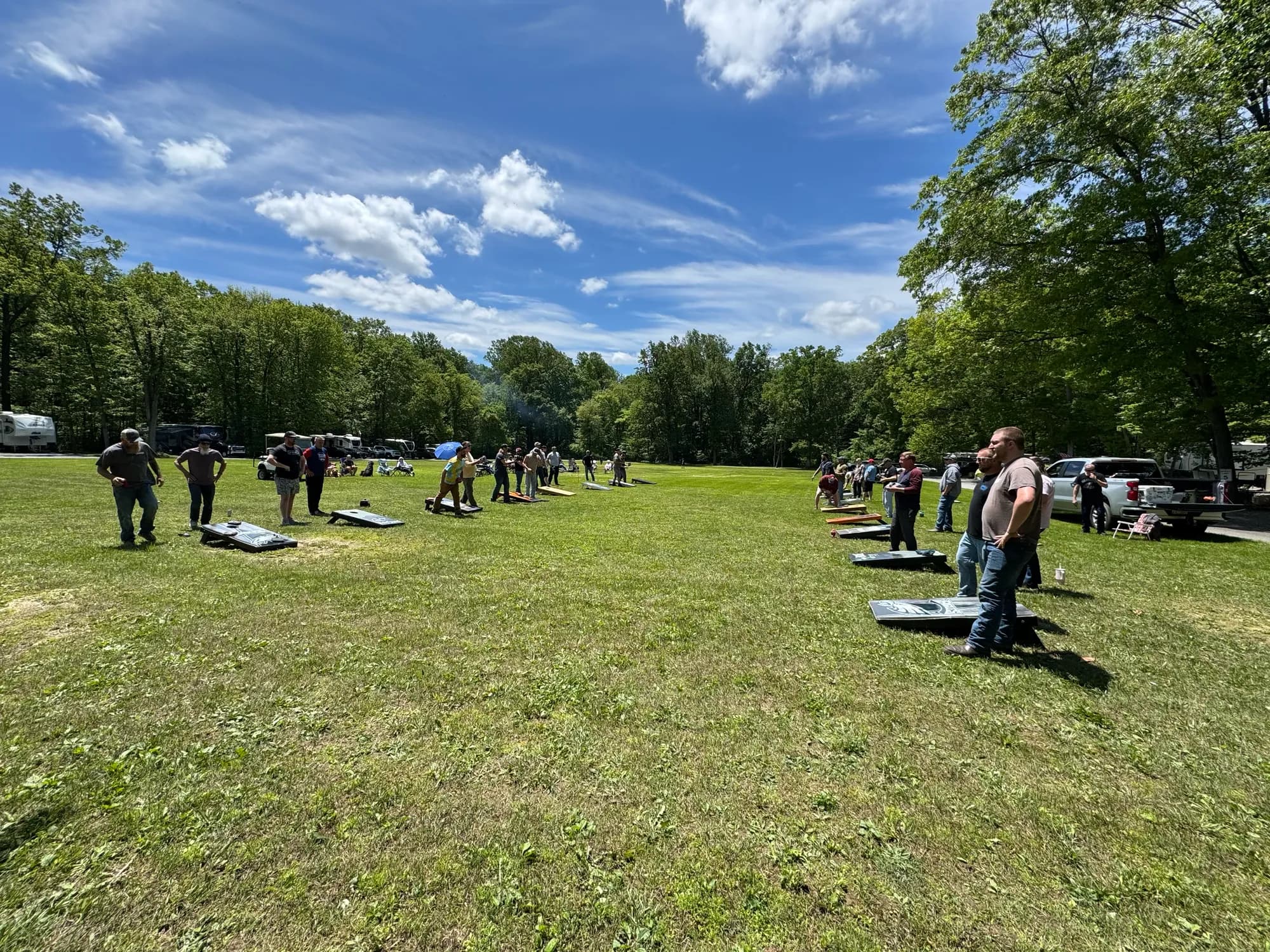 Cornhole tournament on the open recreation field